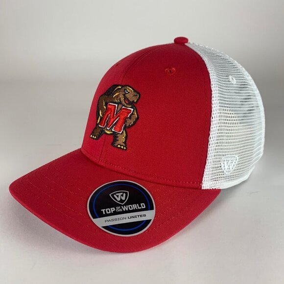 Maryland Terrapins NCAA Red White Top of the World Snapback Trucker Hat New - Picture 1 of 5